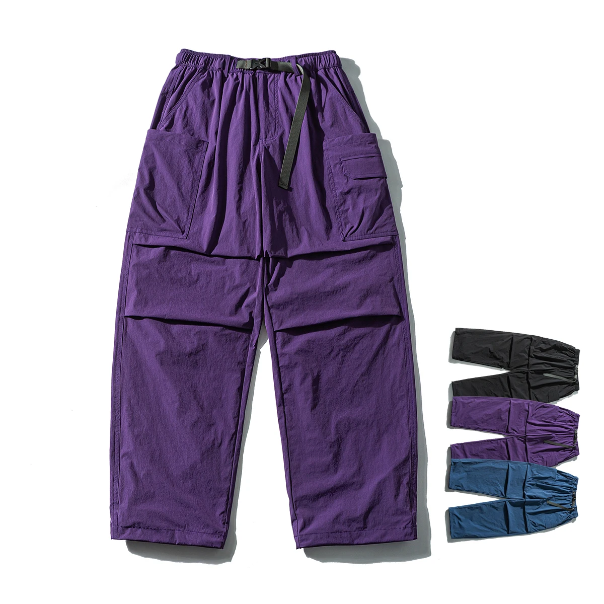 Buckle Belt Function Hiking Travel Track Pant Men Women Outdoor Sports Lightweight Quick Dry Loose Casual Cargo Pants Trousers