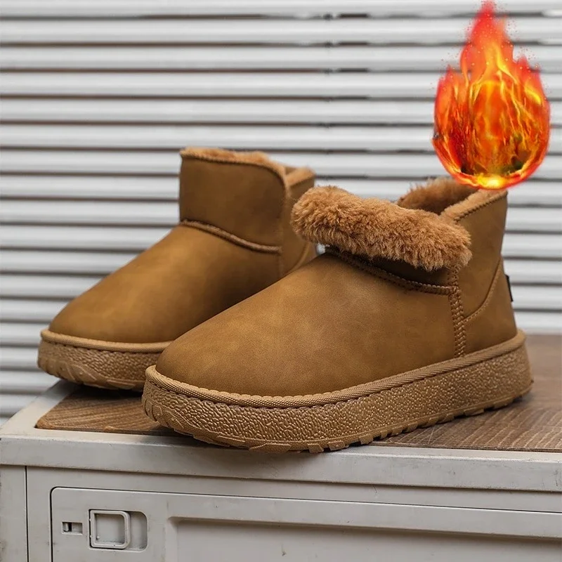 Botas de nieve para uso en exteriores, calzado cómodo para caminar, botas de invierno, botas de caña alta para hombre, botas de senderismo con plataforma, botas de mujer con forro de felpa para mantener los pies calientes.