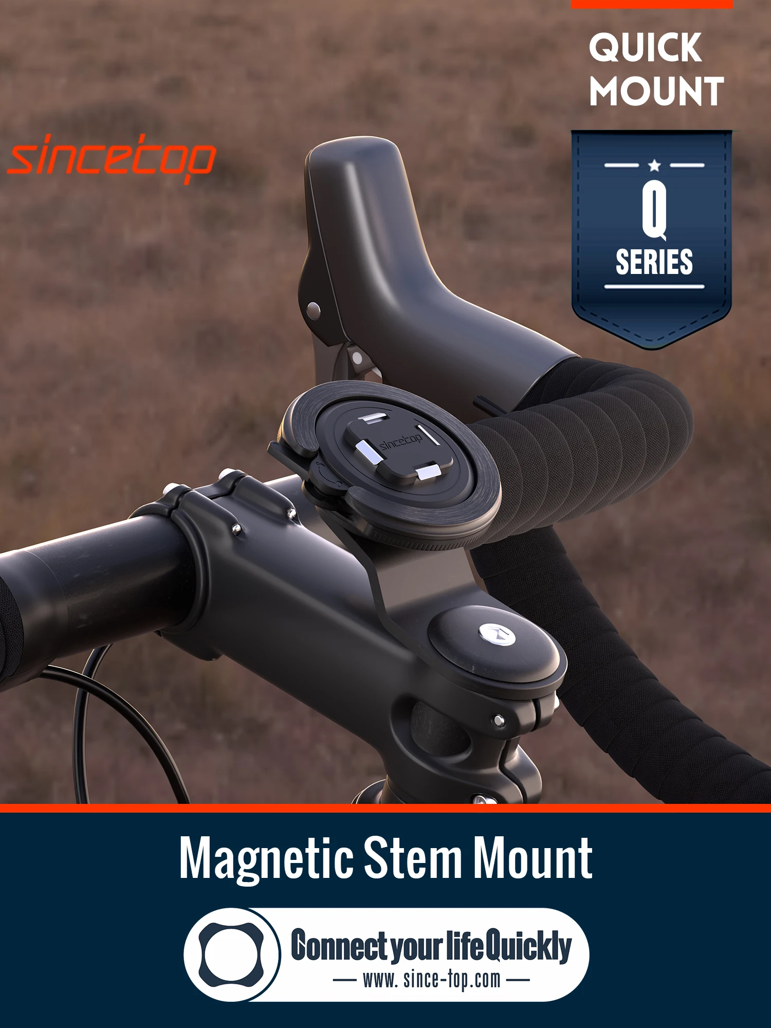 Bike Phone Holder,Mountain Bicycle Magnetic Stem Phone Mount,Universal Aluminum Handlebar Phone Cycling MTB Quick Attach/Detach