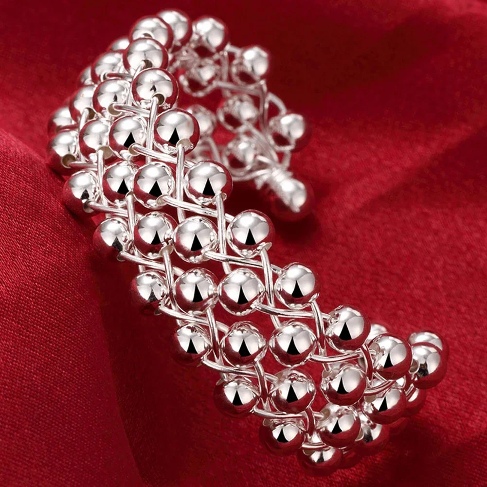Wholesale 925 Sterling Silver Bangles Bracelet Charms Cuff For Women Fashion Jewelry adjustment wedding image 3