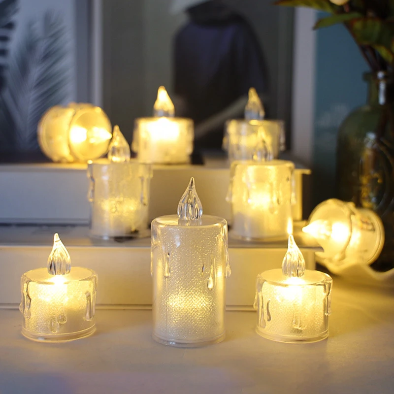 3-Pack LED Electronic Candle Lights Crystal Lamp Transparent Teary Candle Design for Home Decor And Atmosphere