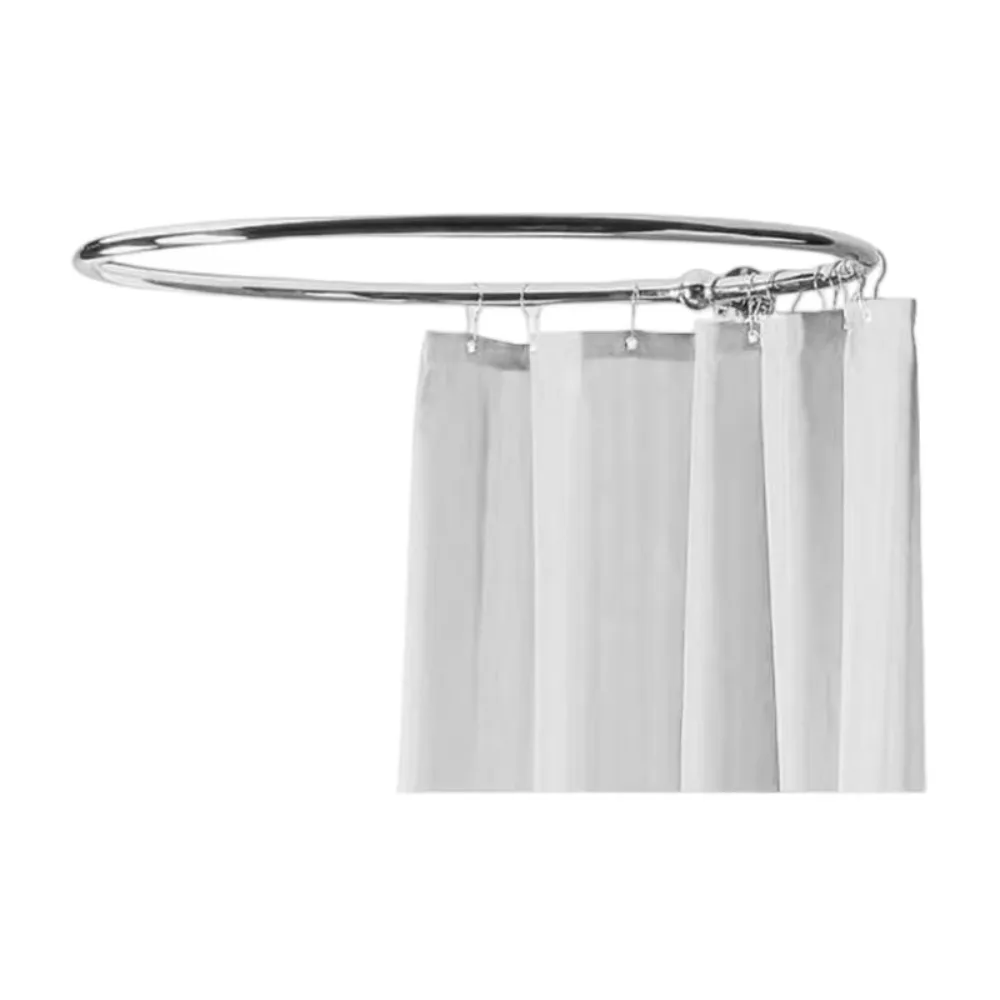 Stainless steel 304 ceiling wall oval mounted shower curtain rod mirror polished round shower curtain rod