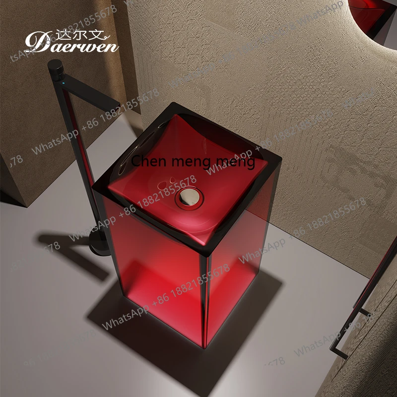 

Column basin Transparent color resin Floor integrated face washing and hand washing Customized column washing basin