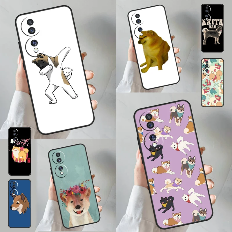 Animal Cartoon Akita Dog Case For Huawei Honor X8 X8a X9a 50 70 Magic5 Lite P20 P30 P40 P50 P60 Pro P Smart Z Cover