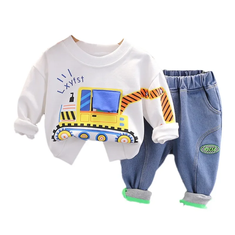 Nuova primavera autunno vestiti della neonata bambini ragazzi moda cartone animato t-shirt pantaloni 2 pz/set bambino Costume Casual tute per bambini