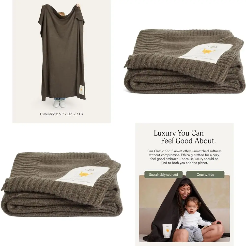 

Ultra-Soft 60 x 80 Oversized Knit Throw Blanket - Perfect for Bedrooms and Living Rooms - Chocolate Hare