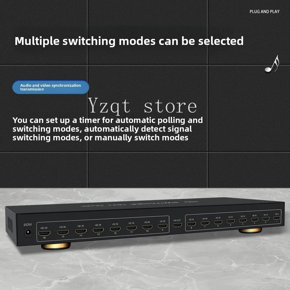 High definition 4K HDMI switcher 16 cut a 16 in 1 out 16 port sharer, with clock polling with remote control