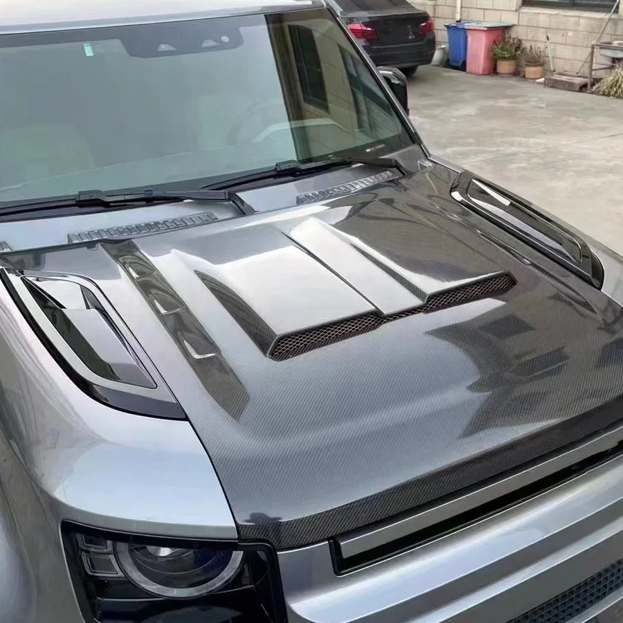 

Factory Direct Sales Wet Carbon Fiber Front Bonnet For Land Rover 2020+ Defender Engine Hood Car Accessories