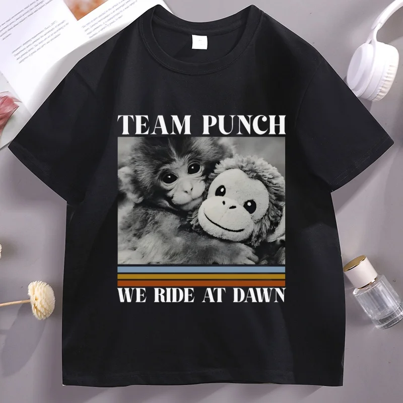 

Punch The Monkey Printed T-shirt Cotton Short Sleeve Round Neck Tshirt Streetwear Men Women Graphic Tees Unisex High Quality