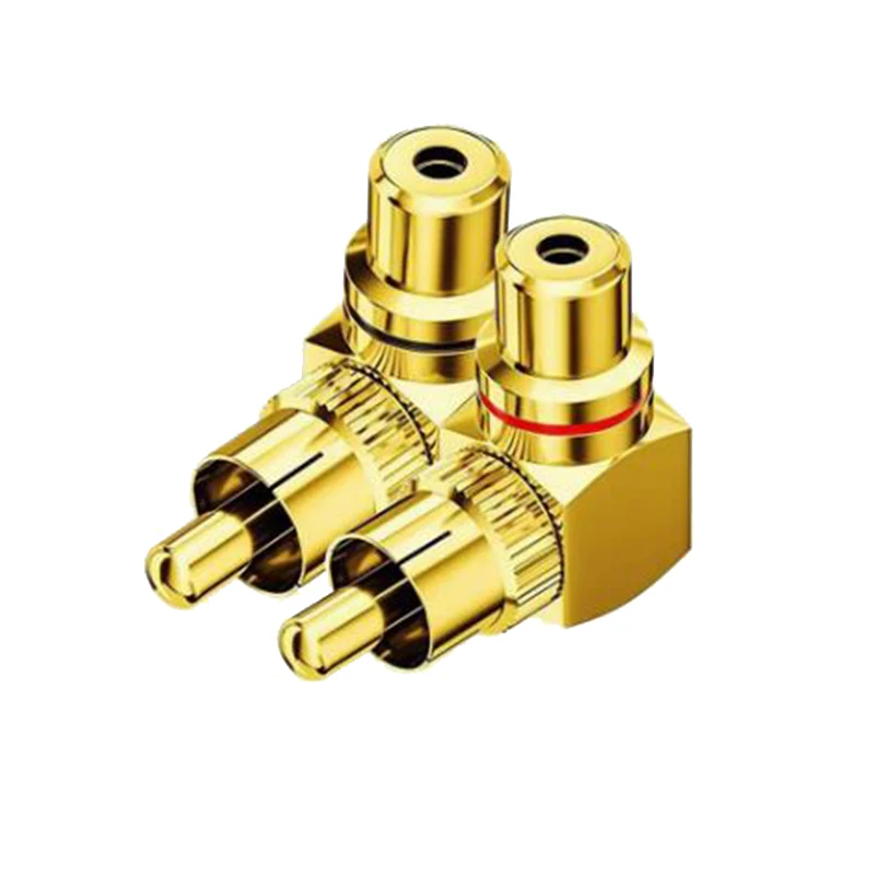 2/4/10pcs RCA Right Angle Male To Female Connector 90 Degree Plug Adapters L Type F To M Audio Connectors Brass Gold Plated