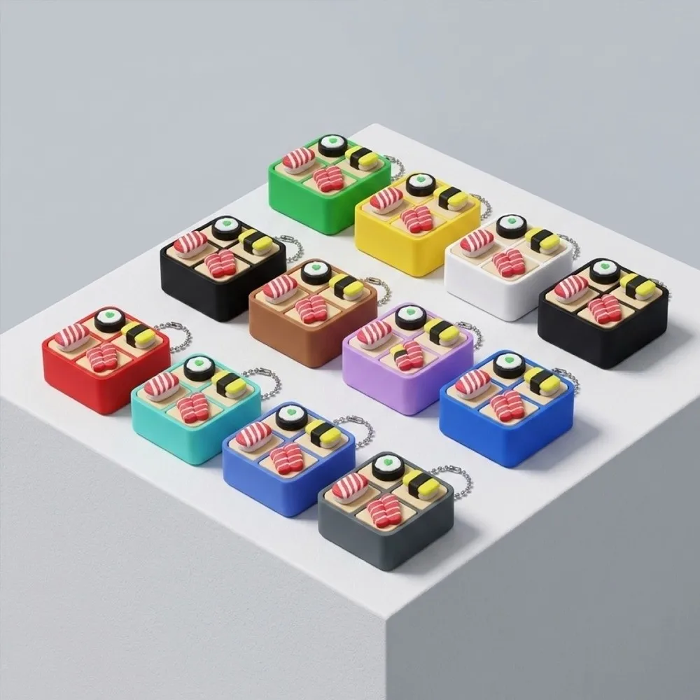 3D Printed Sushi Box Fidget Clicker Keychain Japanese Food Style Crisp Click Fake Sushi Fidget Charm Cartoon Mechanical Switch