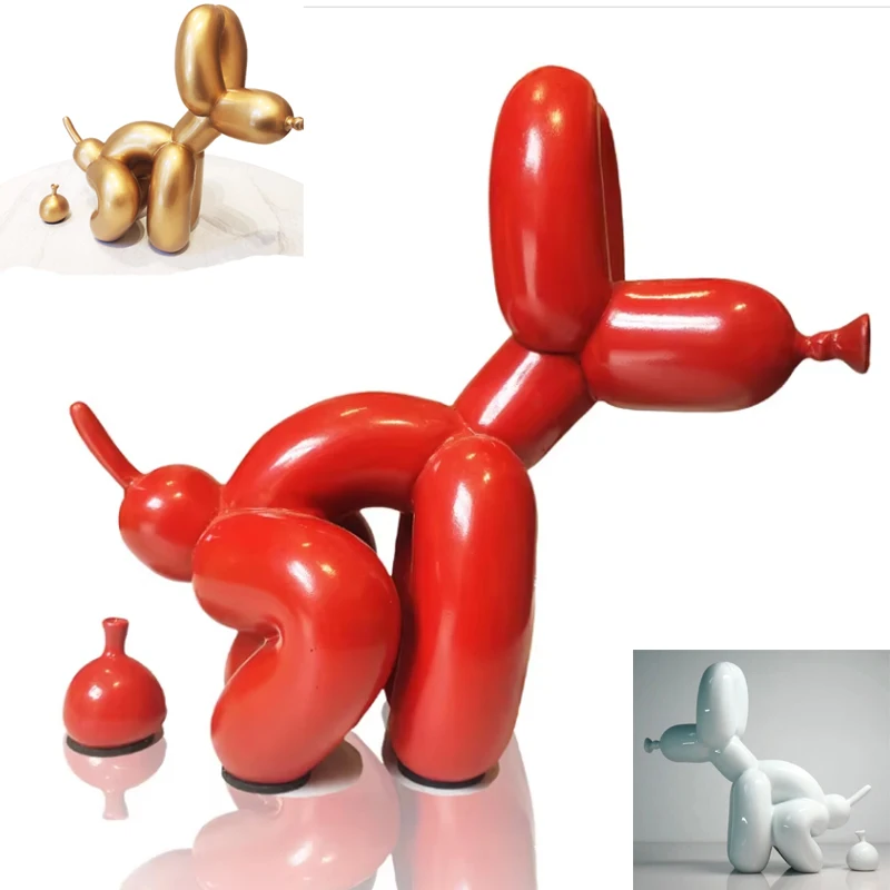 Nordic Resin Pooping Balloon Dog Sculpture Home Decor Figurines for Interior Living Room Decoration Crafts Puppy Statue Animal