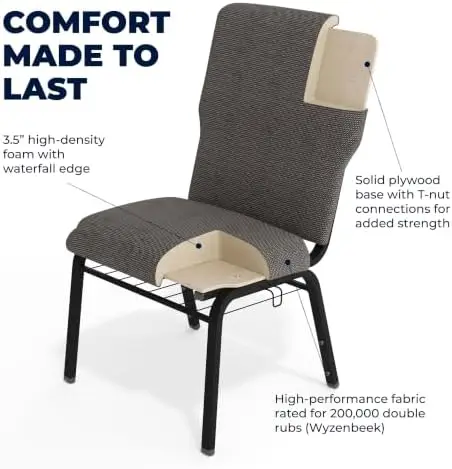 Advantage Black Marble Discount Church Chair - 21 in. Wide view 5