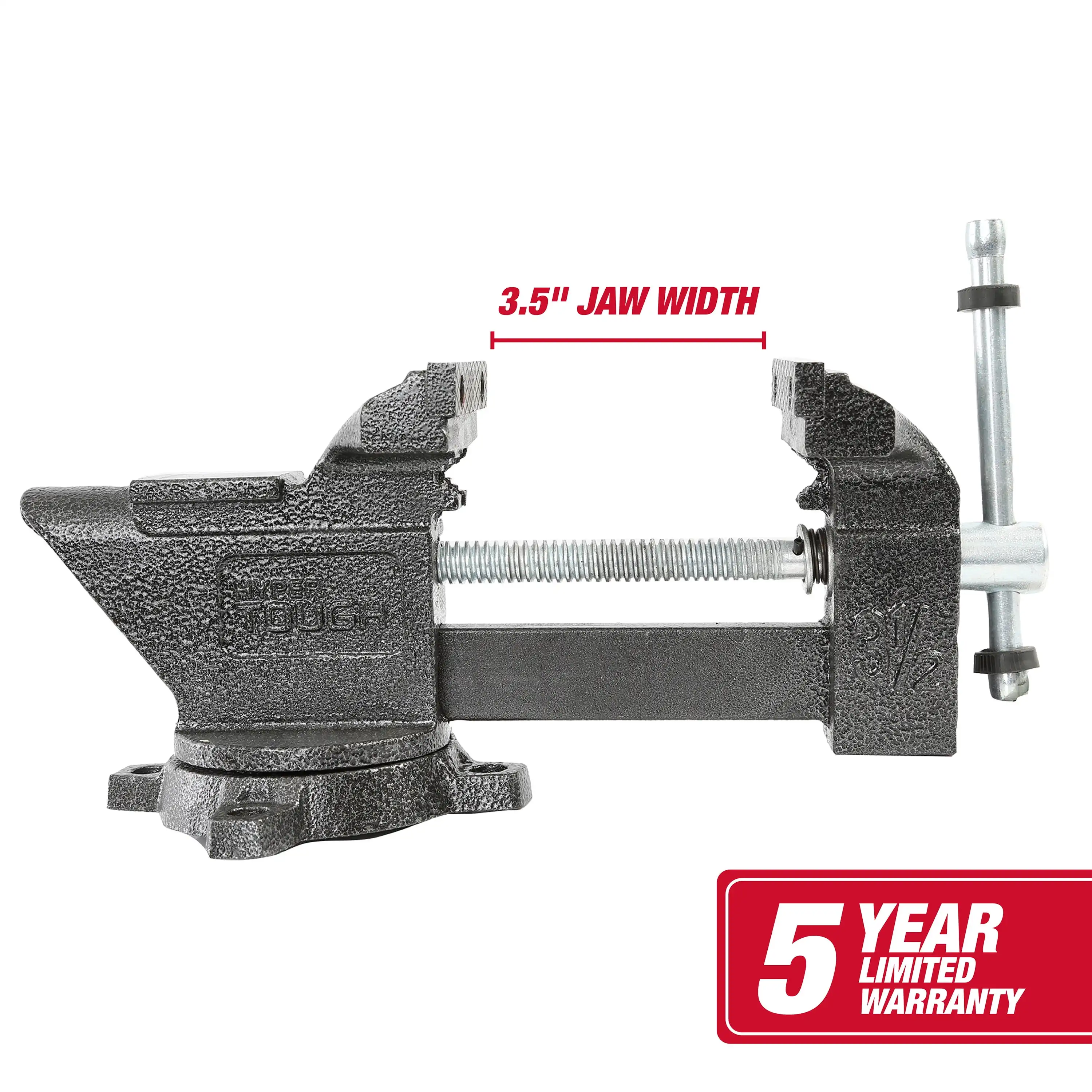 Morsa da banco per carichi leggeri da 3-1/2 pollici, base con chiodatura girevole a 180 gradi