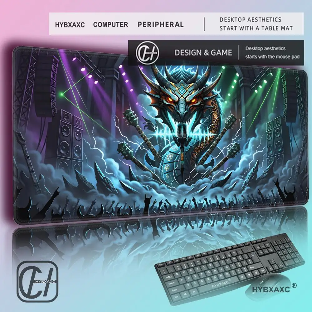 

HYBXAXC MTG Dragon Music Pattern Playmat Non-slip Rubber Base TCG CCG Card Game Desk Mat Gaming Mousepad Laptop Table Pad