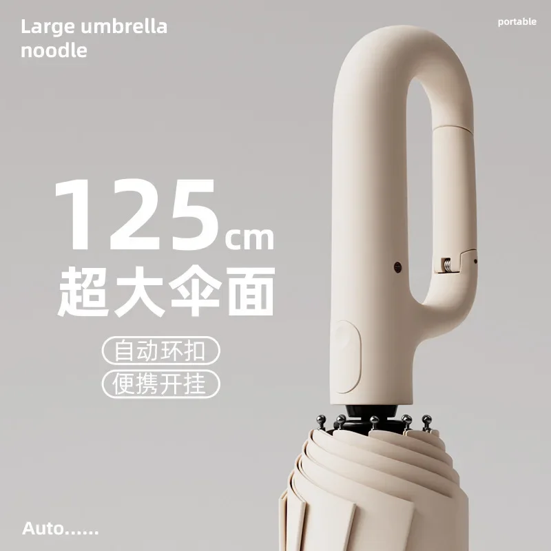 Loop buckle umbrella, automatic umbrella, thickened and reinforced, suitable for both men and women, rain and shine