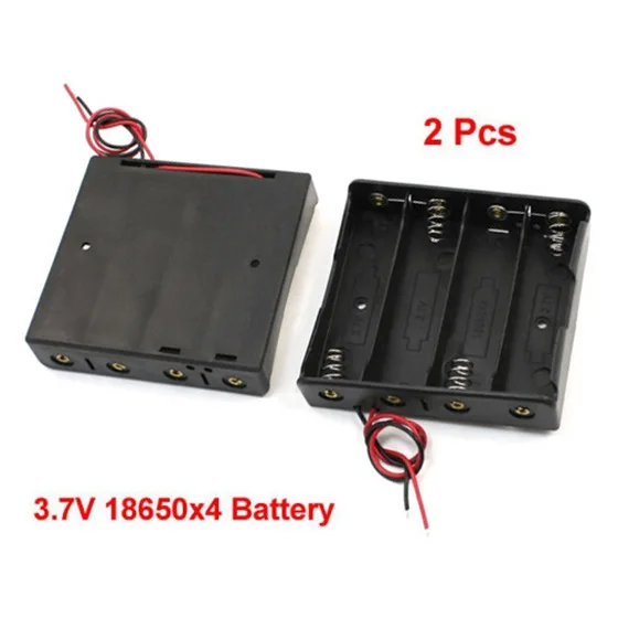 

2pcs Plastic Storage Case 4x18650 3.7V Battery Holder w Wire Leads-A21I