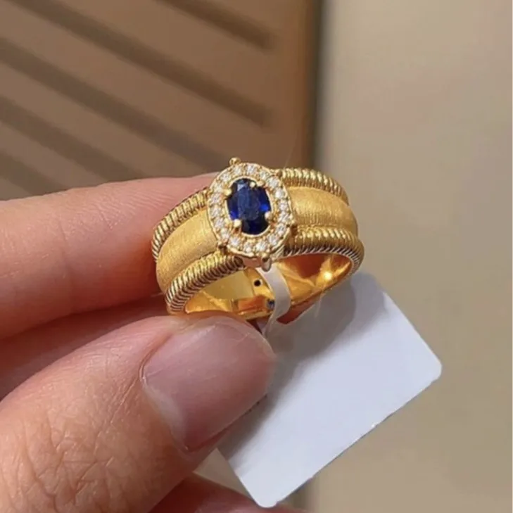 Women S925 Sterling Silver Open Ring Brushed Ball Edge Pigeon Egg Style Light Luxury Retro Diamond Set Adjustable Ring