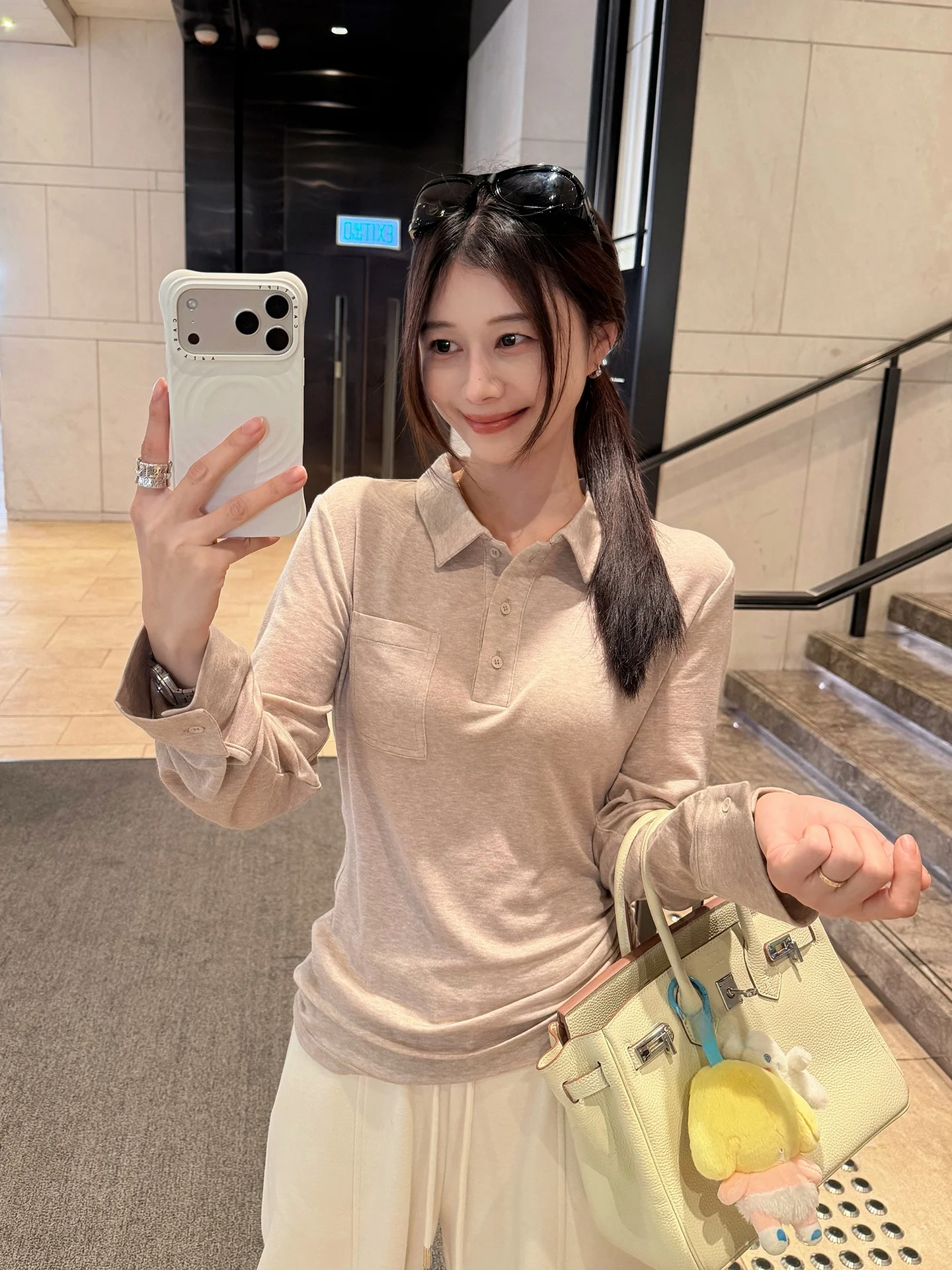 

Женская футболка EKOOL из шелковой шерсти с воротником Хенли, длинным рукавом, свободного кроя, с эффектом похудения, с отложным воротником, базовая модель для ранней весны, новинка