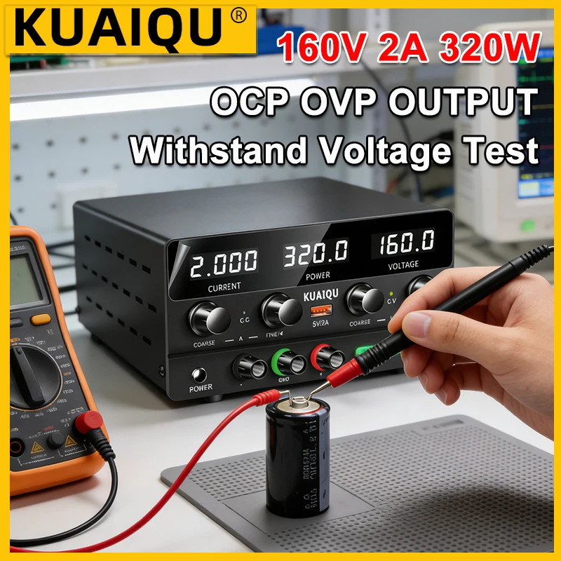 

KUAIQU 160V 2A 320W Withstand Voltage Test Power Supply OCP OVP Lab DC Switching Source 30V 10A Adjustable Regulator Stabilizer