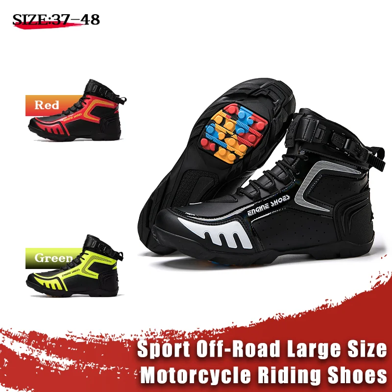 

Men Leather Motos Breathable Anti Slip Wear-resistant Riders Boots Motorbike Racing Ankle Length Shoes 2026 New Motorcycle Boots