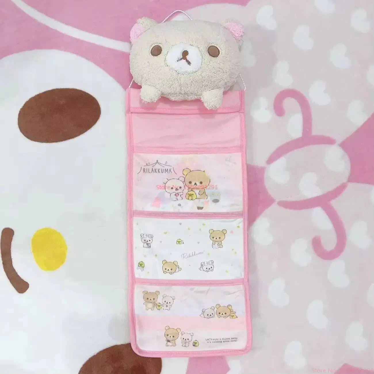 2024 Kawaii Rilakkuma معلقة متعددة الطبقات حقيبة التخزين مجوهرات متنوعة تأثيث كبير الديكور قدرة تخزين غرفة نوم