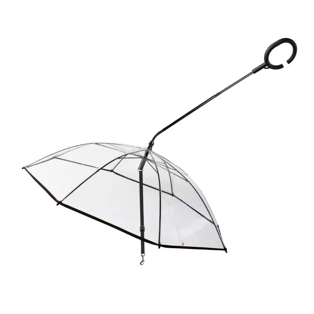 Rainproof Transparent Pet Umbrellas Adjustable Snowproof Dog Outdoor Umbrella with Handle with Dog Leash Dog Umbrella Leash