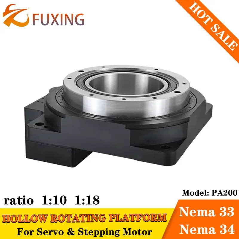 

High-Precision 200mm Hollow Rotating Platform Planetary Gearbox Reducer For 750w Servo Motor Nema34 Stepper Motor