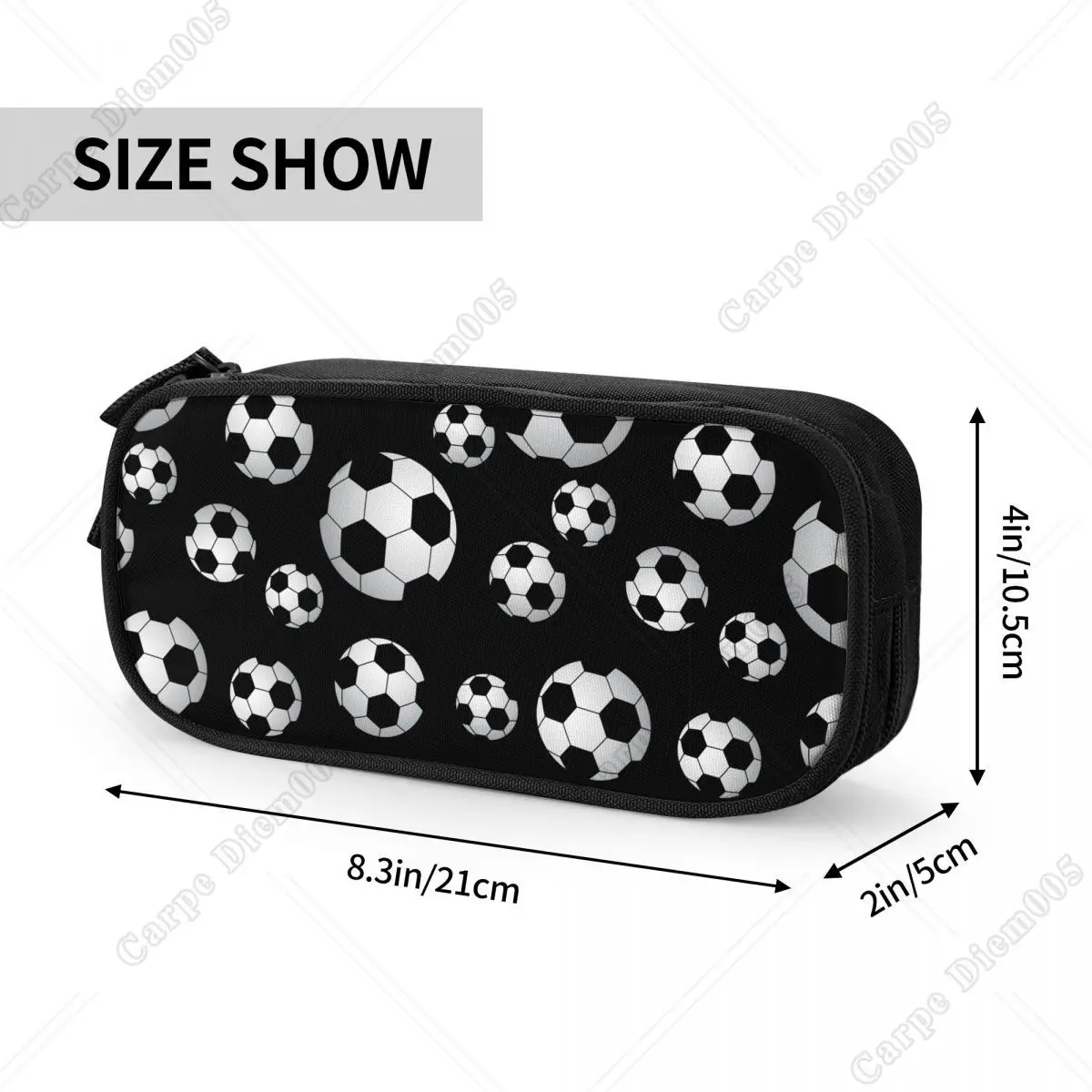 Estuche para lápices con diseño de fútbol, bonito estuche para bolígrafos deportivos con pelotas de fútbol, suministros escolares de gran capacidad