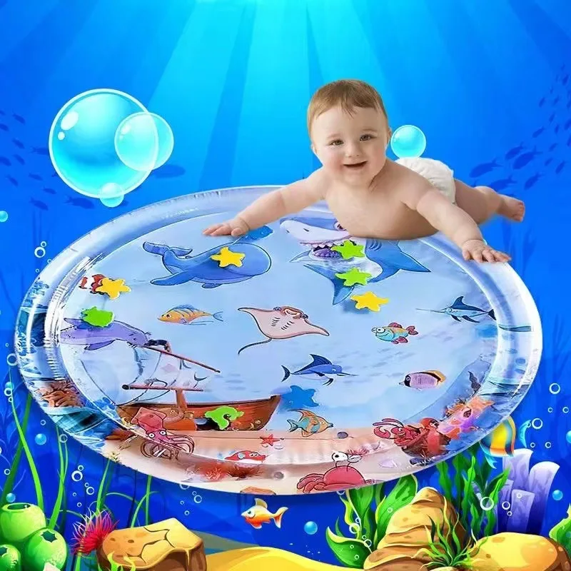 Baby Water Play Mat Inflatable Cushion PVC Infant Round Crawling Water Mat Kids Early Education Developing Activity Gym Toys