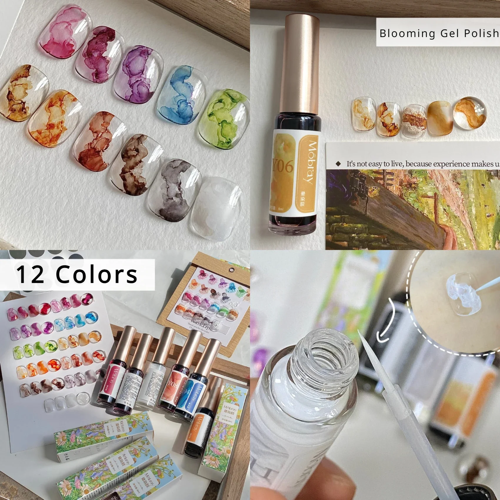 Blooming Nail Polish Marble Nail Ink Tint Gel Watercolor Ink Nail Art Blossom Gel Polish Semi Permanent Soak Off UV Gel Varnish