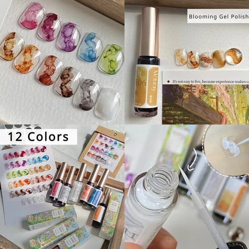 Imagen 2 del producto Esmalte de uñas floreciente, tinta de mármol para uñas, tinte de Gel, tinta de acuarela, esmalte de Gel de flor para decoración de uñas, barniz de Gel UV semipermanente