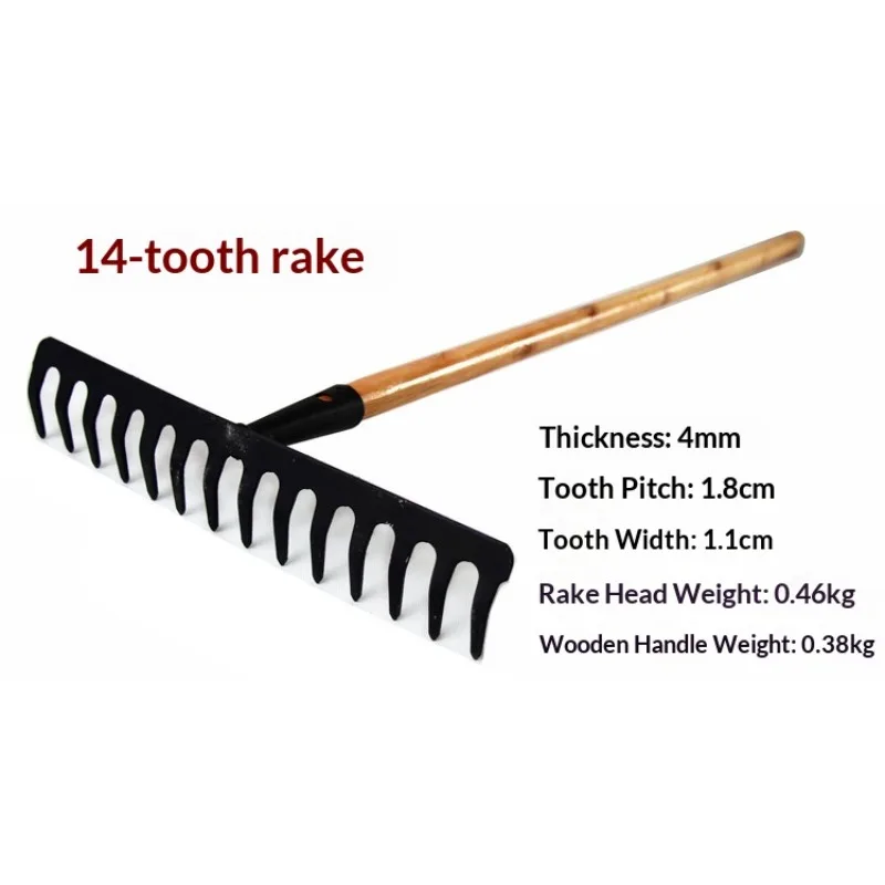 14-Tooth Pruning Fork Grass Leaf Litter Soil Loosening Tool Durable Nail Fork for Garden Care