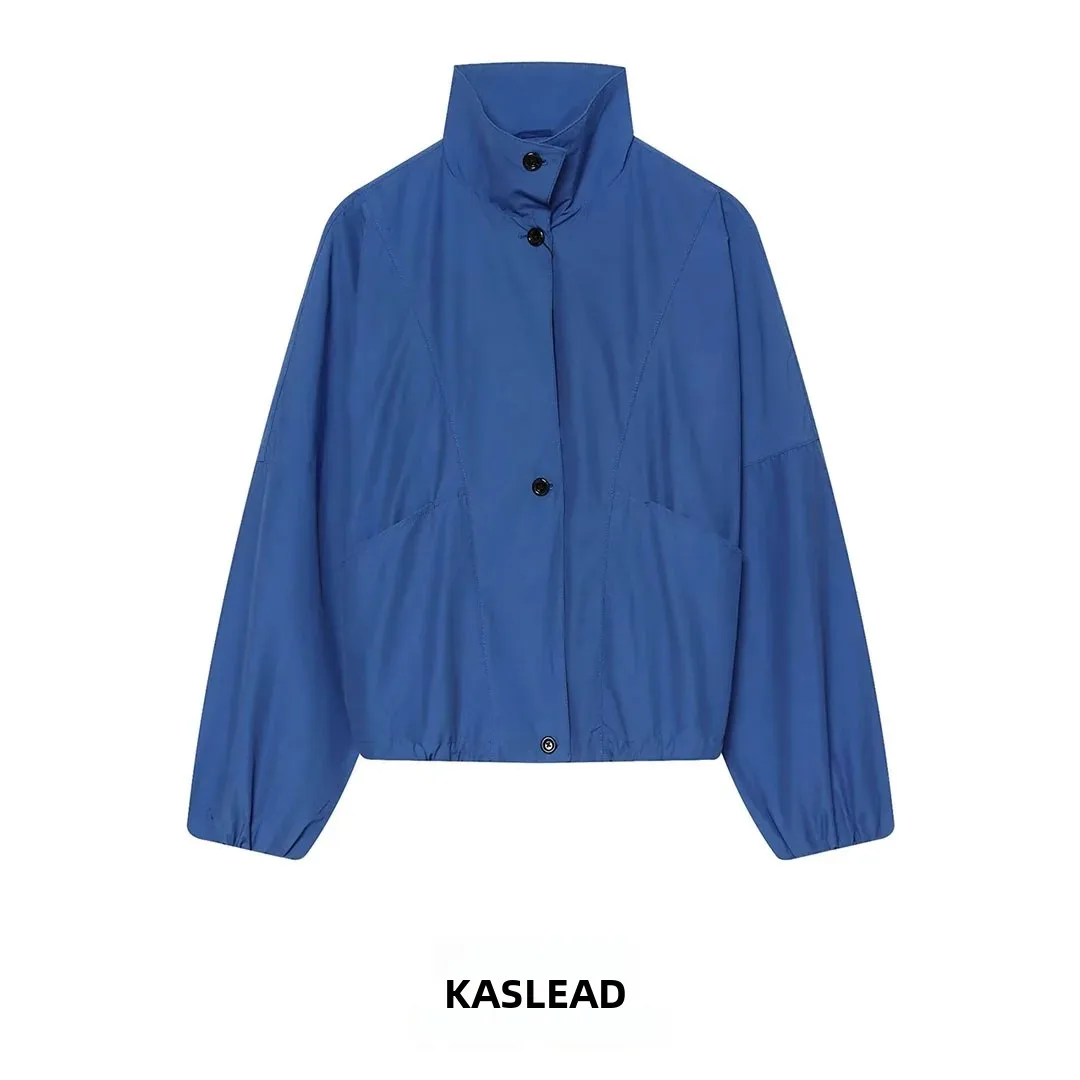 KASLEAD New Women's Pilot Jacket Stand Collar Long Sleeve Outerwear Autumn 2026 Fashion European Style Polyester Fiber
