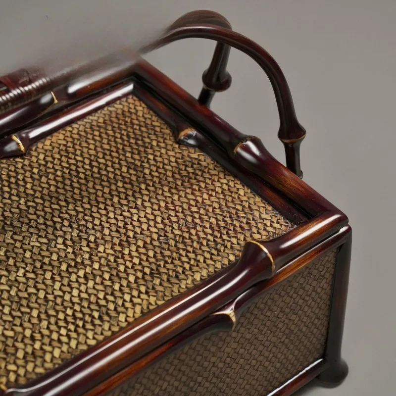 Bamboo weaving, large lacquer portable , food , outdoor basket,  set storage,