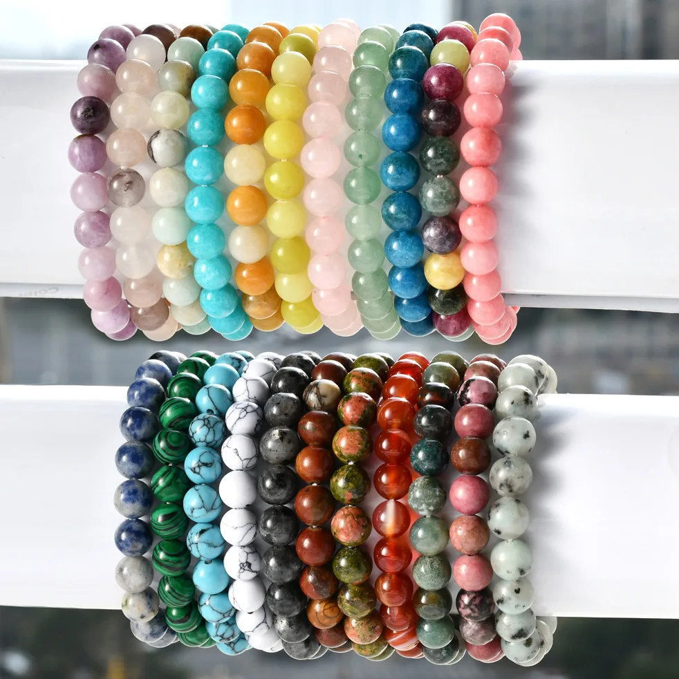 8mm Natural Stone Bracelet with Card for Friendship, Birthday, Holiday Gift – Turmaline Beaded Wristband for Men & Women view 5