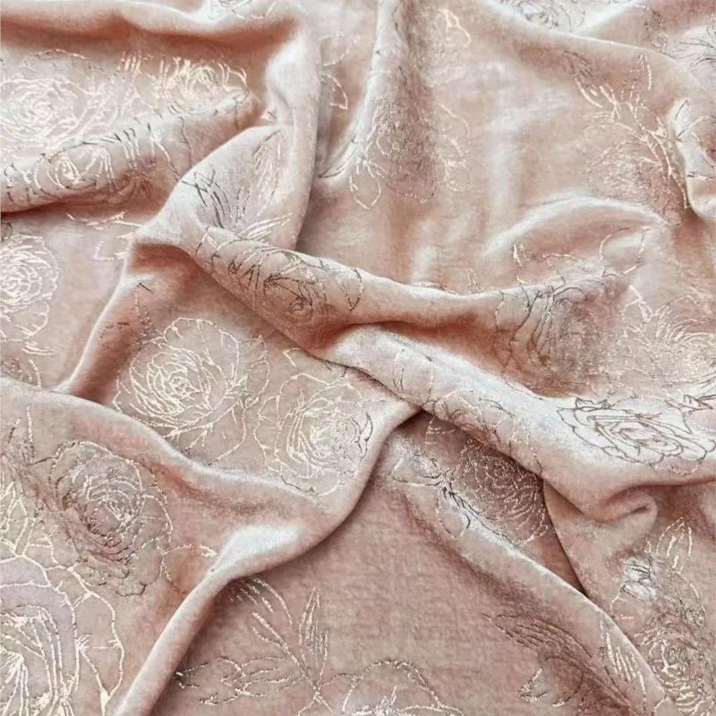 

Early autumn new arrivals rose silk velvet gold-embossed fabric Chinese-style haute couture top cover armored clothing