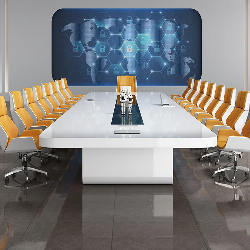 Customized Paint Conference Table  Large Negotiation Office Table and Chair Combination Training White Conference Long Table