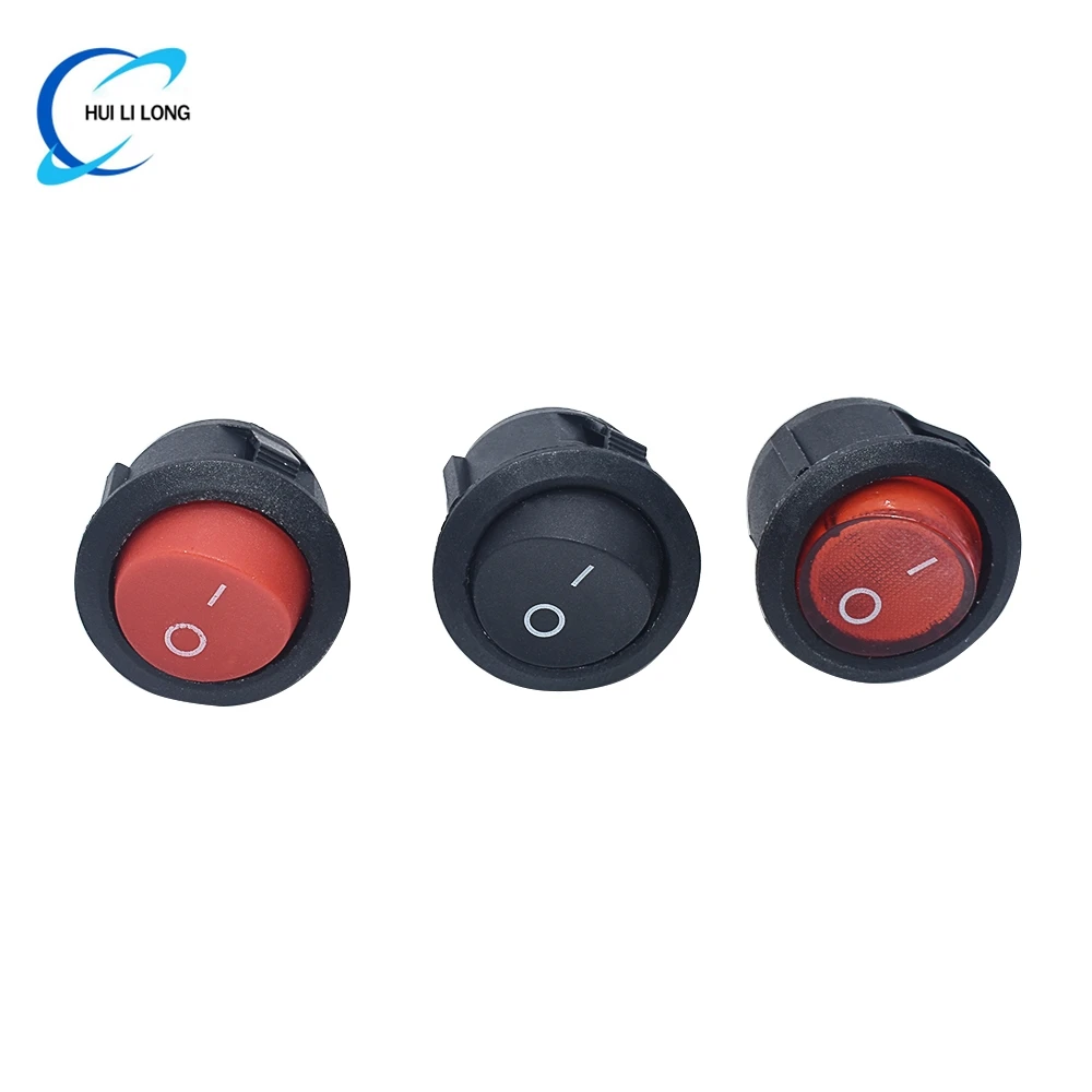 10 قطعة KCD1-105 قطر صغير قارب مستدير الروك مفاتيح أسود صغير مستدير أسود أبيض أحمر 2 دبوس ON-OFF الروك التبديل مع LED