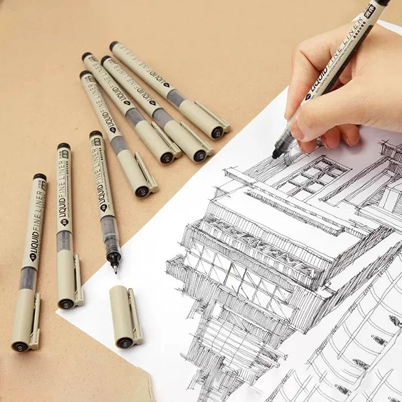 علامات فنية للحبر مقاومة للماء ، قلم فرشاة ، رسم رسم ، أقلام خط صبغة كاريكاتير ، مستلزمات مكتبية للمدارس والمكاتب