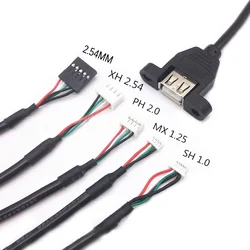 1Pcs 30CM Dupont 5Pin 2.54mm Female to USB Type A Female Adapter Motherboard Extender Cable with Screw Panel Mount Holes