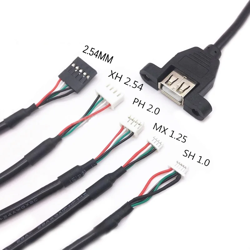 1Pcs 30CM Dupont 5Pin 2.54mm Female to USB Type A Female Adapter Motherboard Extender Cable with Screw Panel Mount Holes