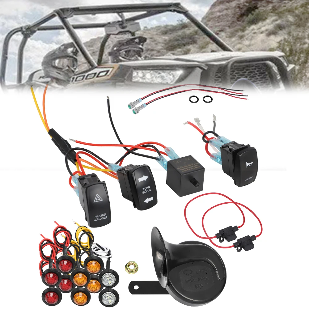 Universal Turn Signal Light Kit com Rocker Switch Chifre Flasher, Relé Led Light, ATV, UTV, SXS, Polaris Can Am, Honda, Yamaha