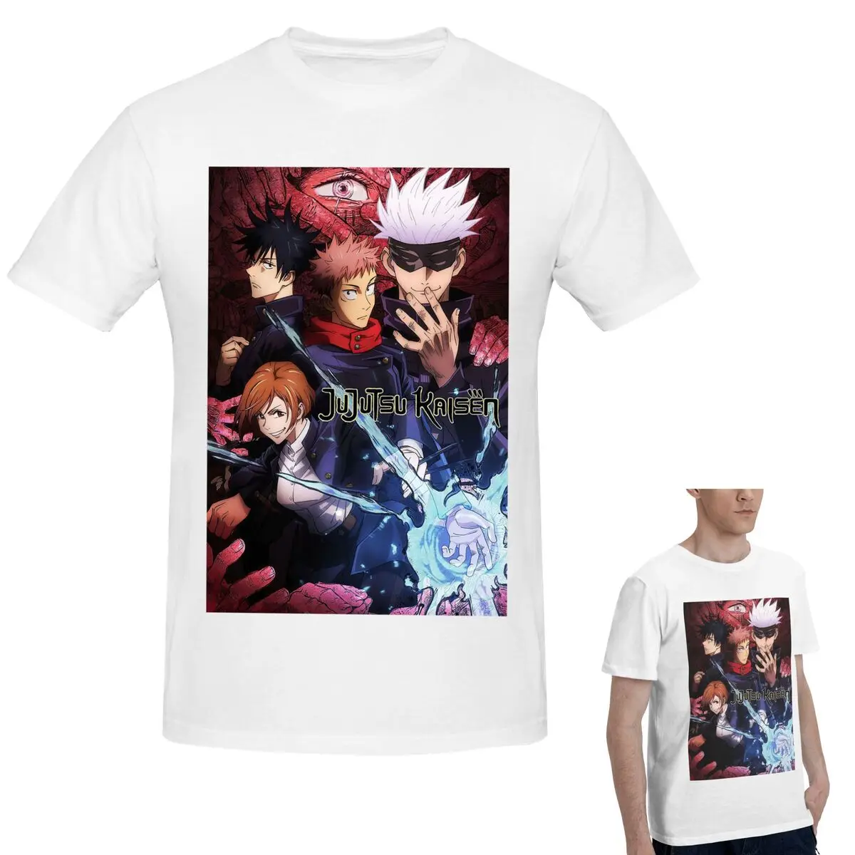 

100% Cotton Megumi Besto Friendo Jujutsu Kaisen Sukuna Anime T-Shirt Men's Fashion T Shirt Men Crew Neck Summer Shirts