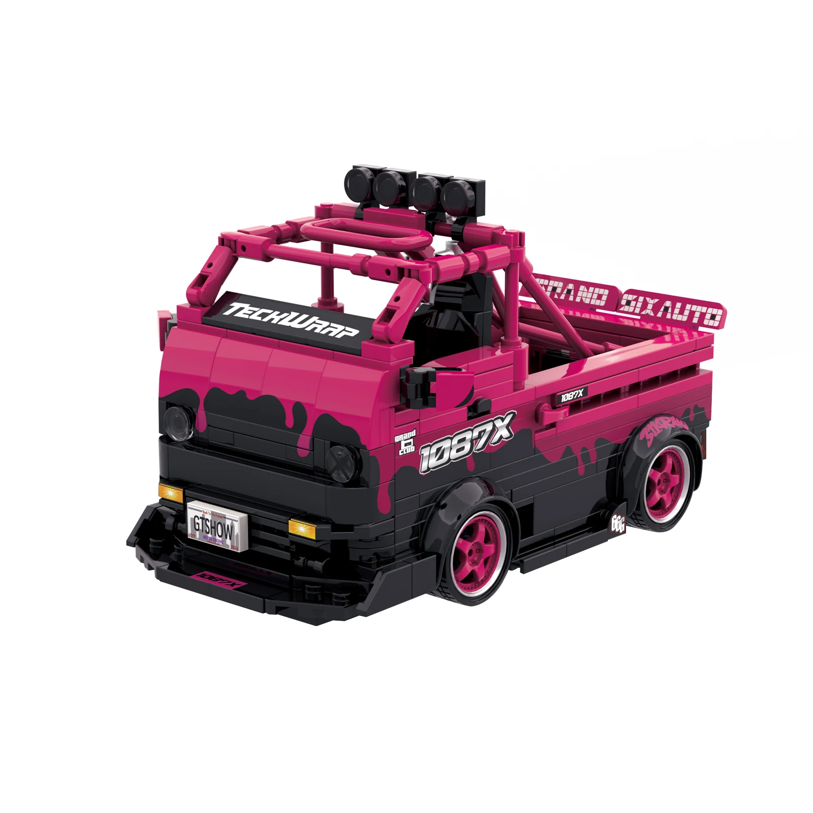 

PB8853 1087X Series 8Grid Car Building Kit MOC Technical Bricks With Custom Stickers for Display Model