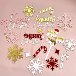 Golden Merry Christmas Party Cake Topper Golden Acrylic Hello New Year Cake Topper for New Year Party Cake Decorations