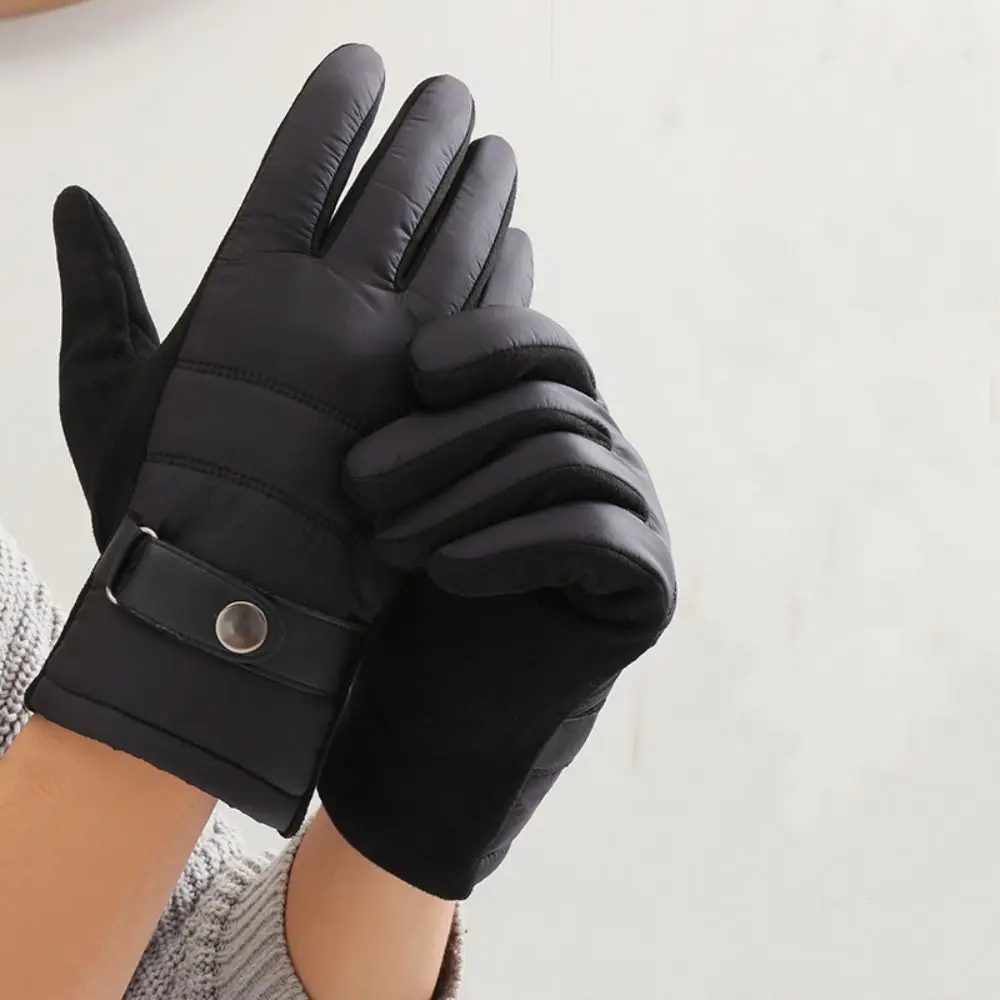 

Keep Warm Winter Men's Gloves Down Cloth Touch Screen Male Windproof Gloves Waterproof Soft Motorcycle Full Finger Mittens Man