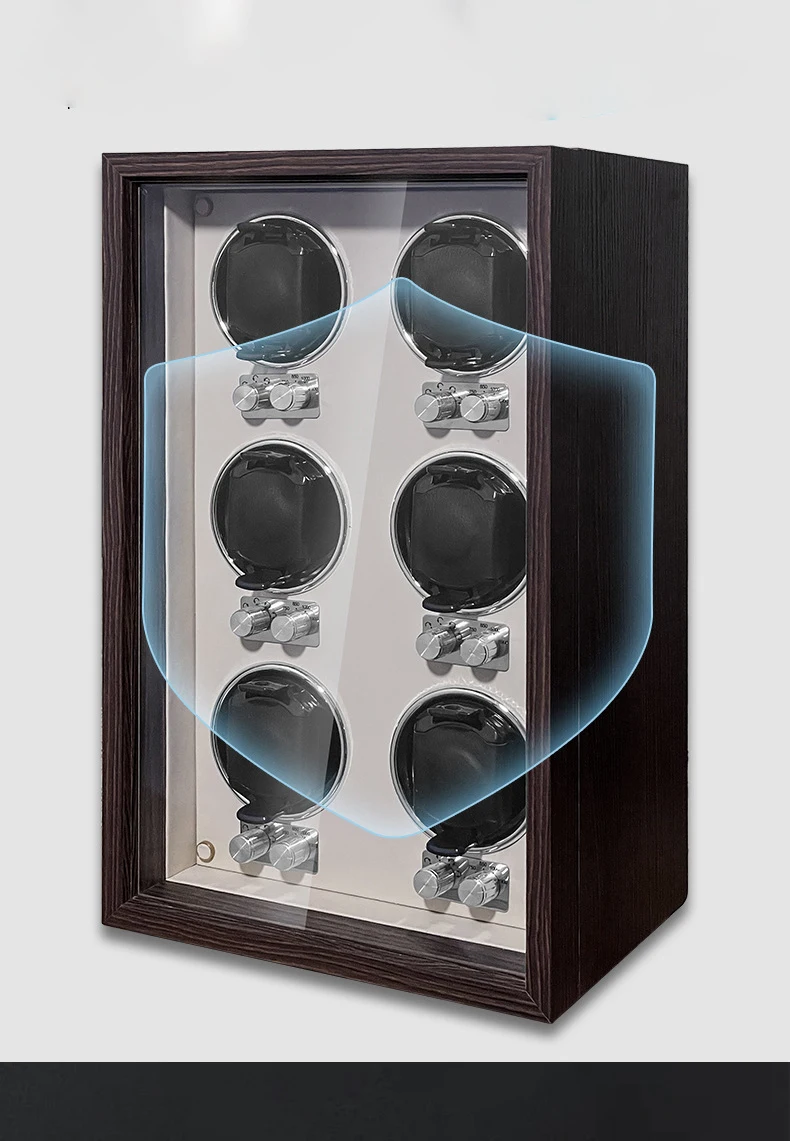 The Spot Goods 6 Slot Automatic Watch Winder Box with Mabuchi Moto Clock Cabinet Watch Storage Box L-60