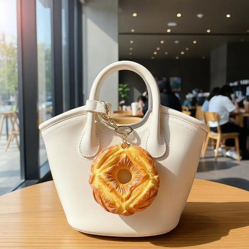 Simulation Food Donut Bread Key Chain Cute Creative Pendant Charm DIY Ornament for Handbag Backpack Graduation Gift