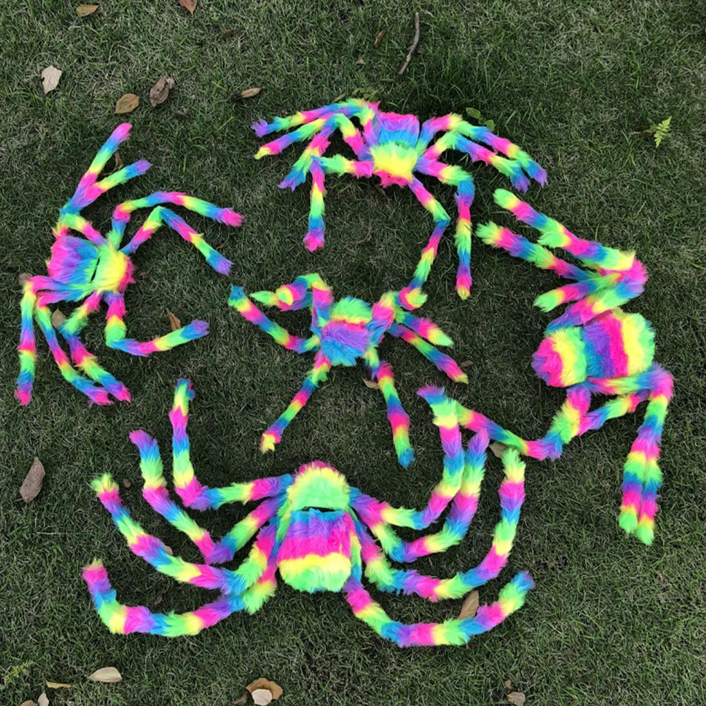 

1pc Colorful Spider Decoration Halloween Simulation Spiders Props Realistic Design Party Layout Haunted House Cloth Spider
